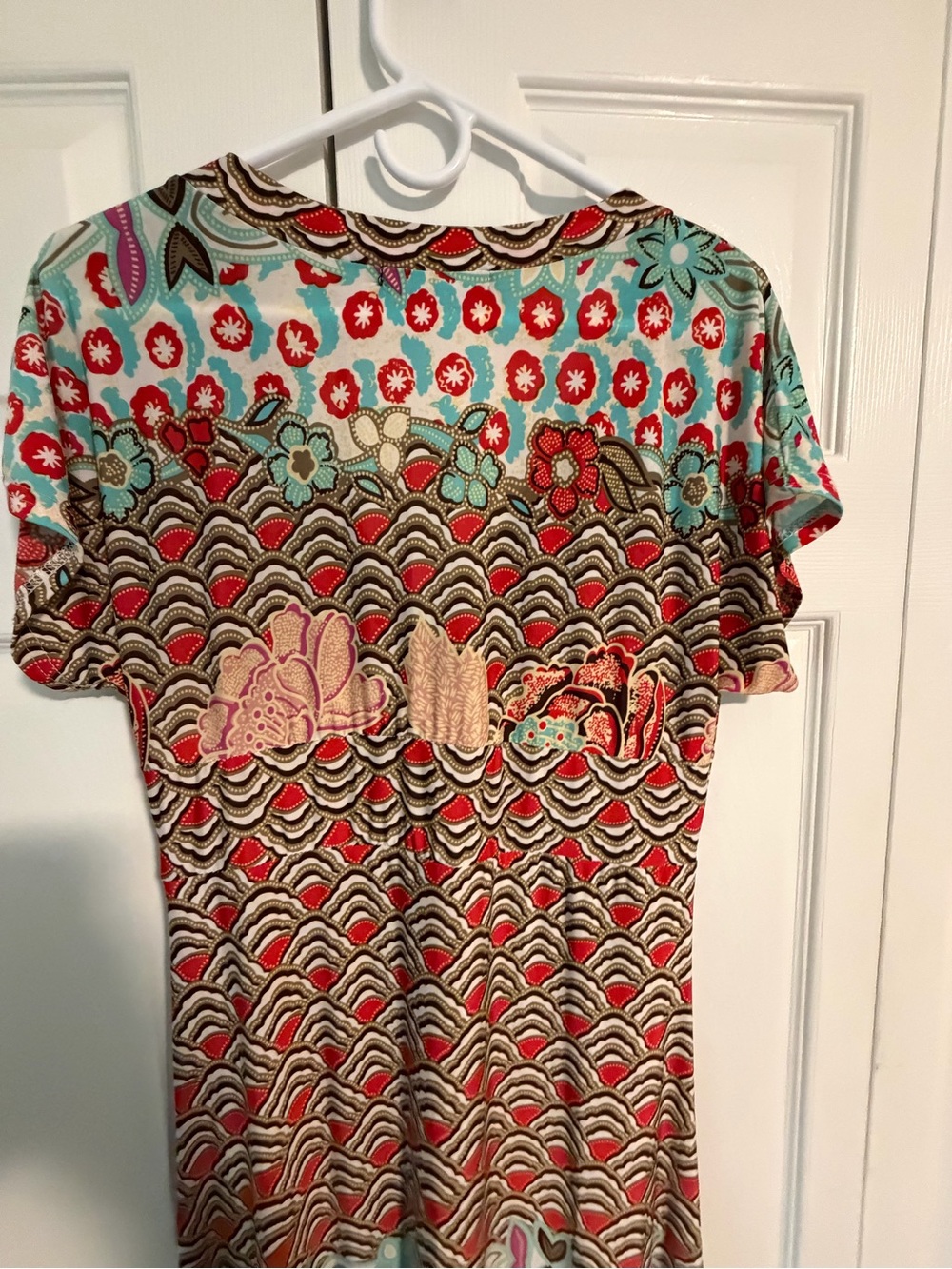 Miss Two Patterned Midi Dress in Aqua and Coral - Picture 4 of 5